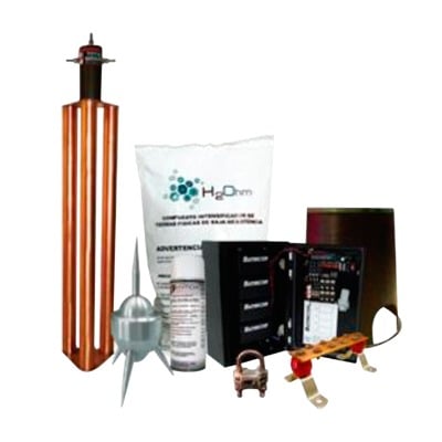 Kit con Punta Pararrayos de Aluminio y Supresor de Picos Clase B con Accesorios de InstalaciÃ³n.