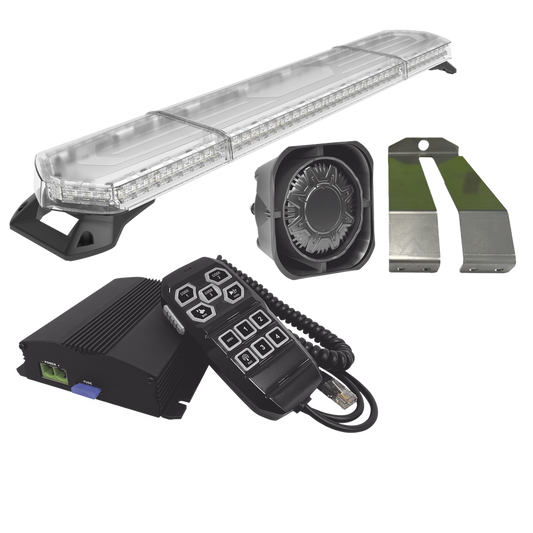 Kit de Sirena, Bocina y Torreta de 48", Con 96 LEDs, Ambar, Ideal para equipar unidades de seguridad privada, minerÃ­a e industria