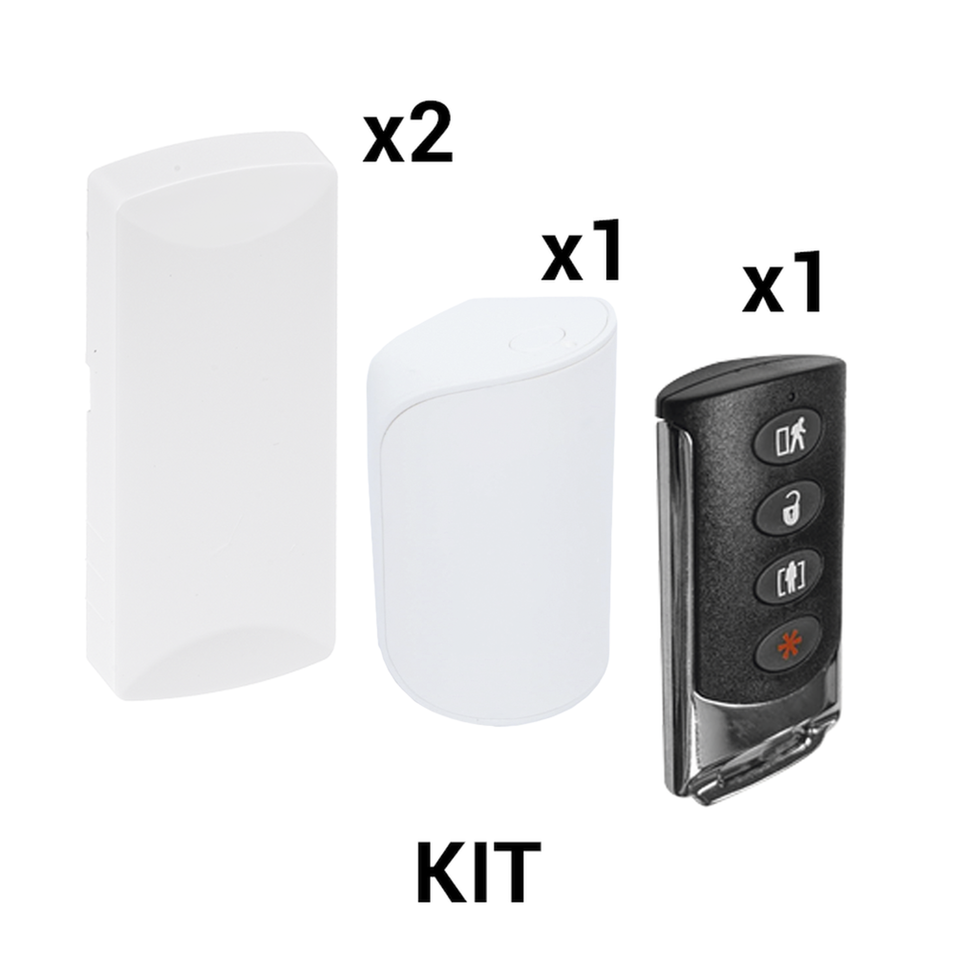 KIT BÃ¡sico Sensores InalÃ¡mbricos - Incluye 2 Contactos MagnÃ©ticos, 1 PIR y 1 Llavero - Compatibles con Paneles DSC 433 MHz