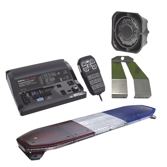 Kit de Sirena, Bocina y Torreta de 48", Con 216 LEDs, Dual Color, Frente: Rojo/Blanco, Azul/Blanco, Trasero: Rojo/Ãmbar, Azul/Ãmbar