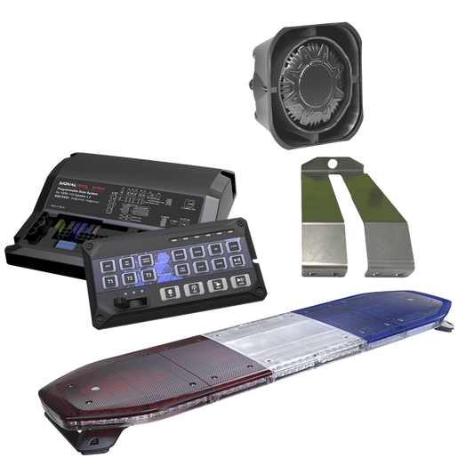 Kit de Sirena, Bocina y Torreta de 48", Con 216 LEDs, Dual Color, Frente: Rojo/Blanco, Azul/Blanco, Trasero: Rojo/Ãmbar, Azul/Ãmbar