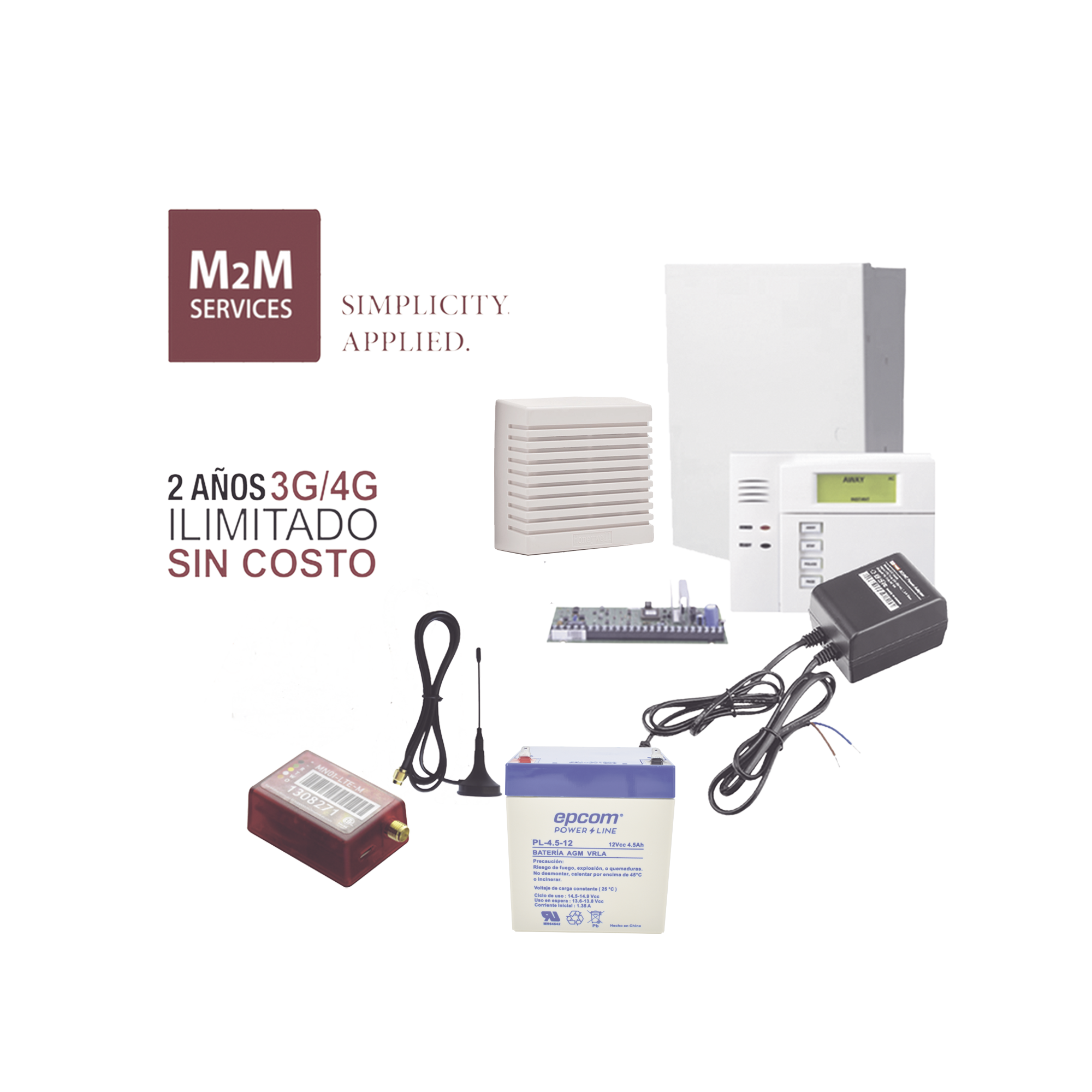 (2 AÃ±os 4G ILIMITADO INCLUIDO) Kit VISTA48LA,Teclado 6150, Comunicador MN01LTEM, Bateria, Transformador y Sirena de 15 Watts