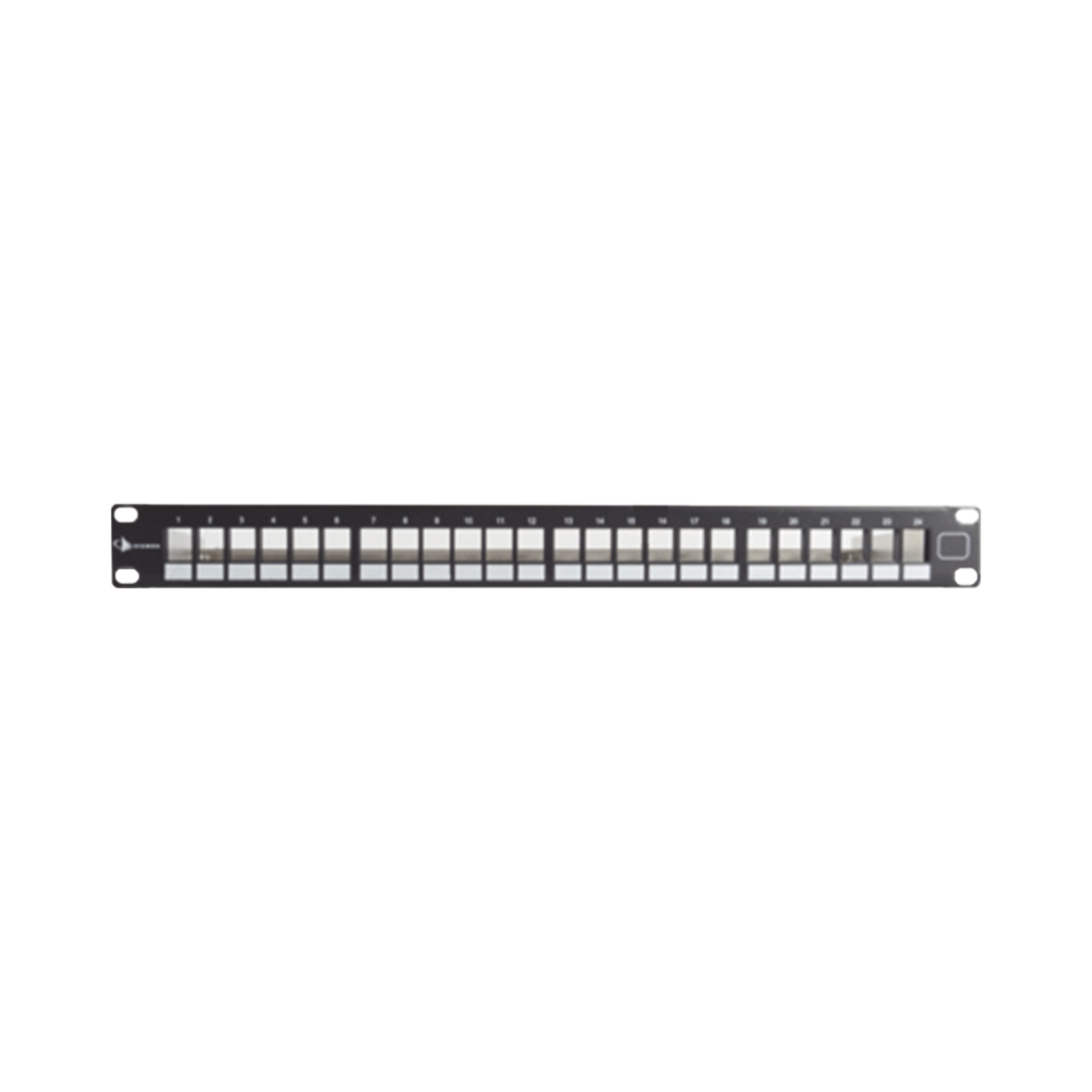 Patch Panel UTP Keystone de 24 puertos Modular (vacÃ­o) , Plano, 1UR, compatible con Jacks Keystone UTP Z-MAXÂ® y MAXÂ®