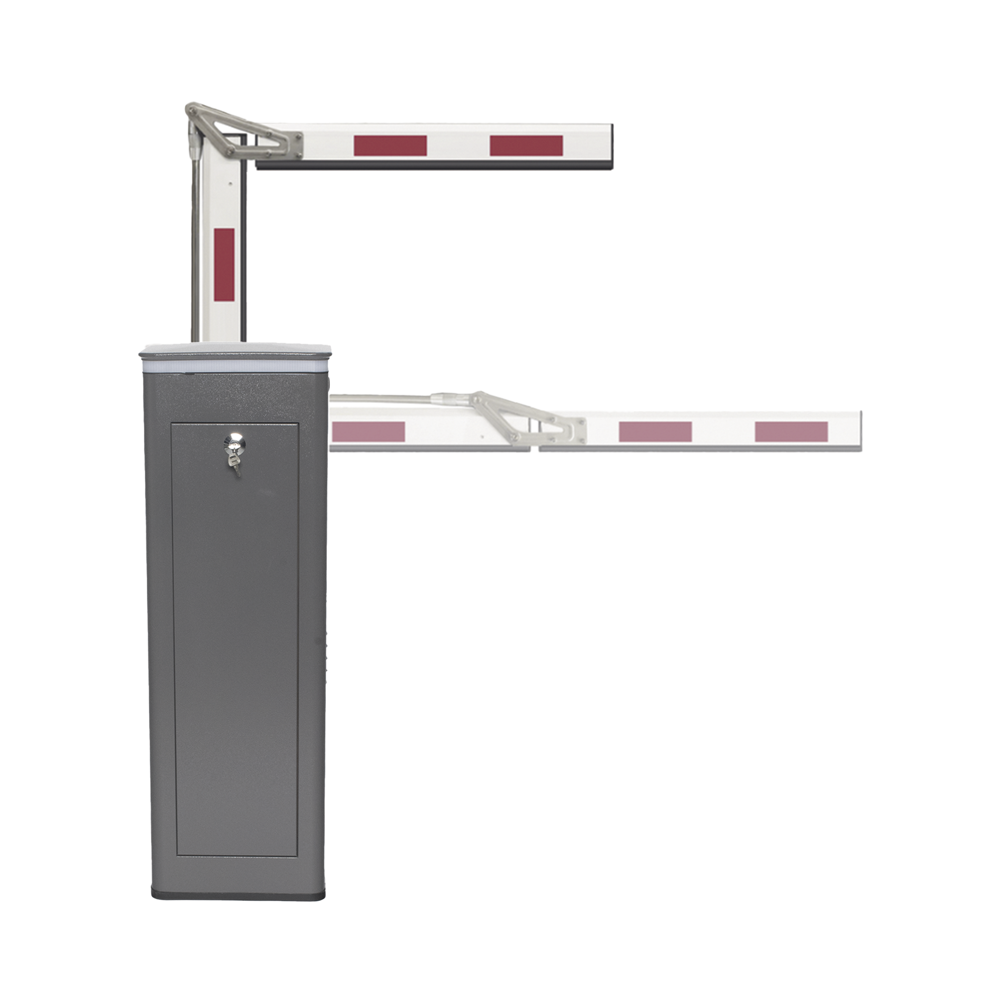 Kit de Barrera Vehicular Derecha y Brazo ARTICULADO de 4 Metros / Finales de Carrera Ajustables por ProgramaciÃ³n / Movimiento Fluido / DiseÃ±o Elegante Color Gris / Con Corona Led Semaforizada
