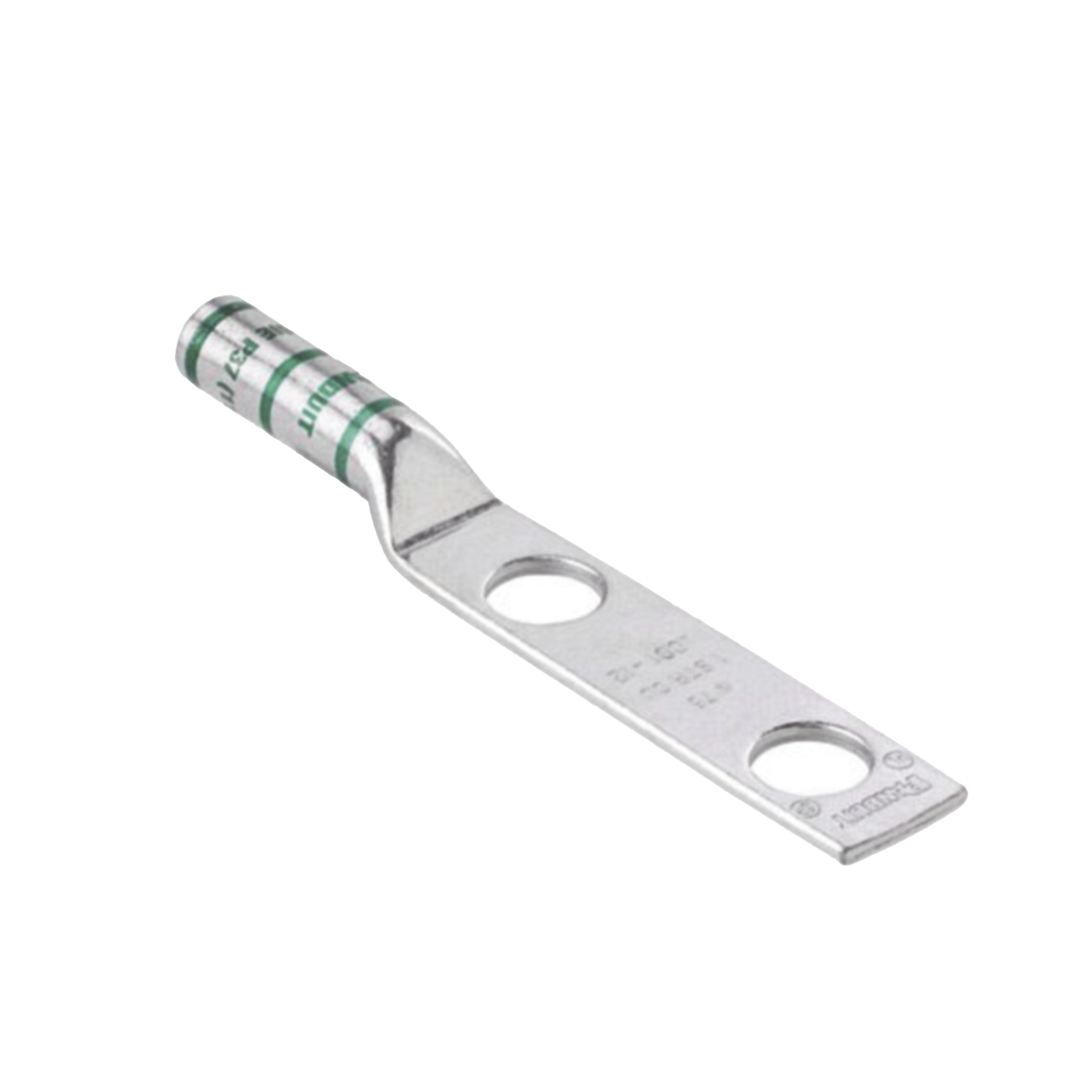 Conector de CompresiÃ³n de Cobre con 2 Orificios 3/8" para Cable 2 AWG,  1" de espacio entre Orificios. Paquete de 25 Piezas