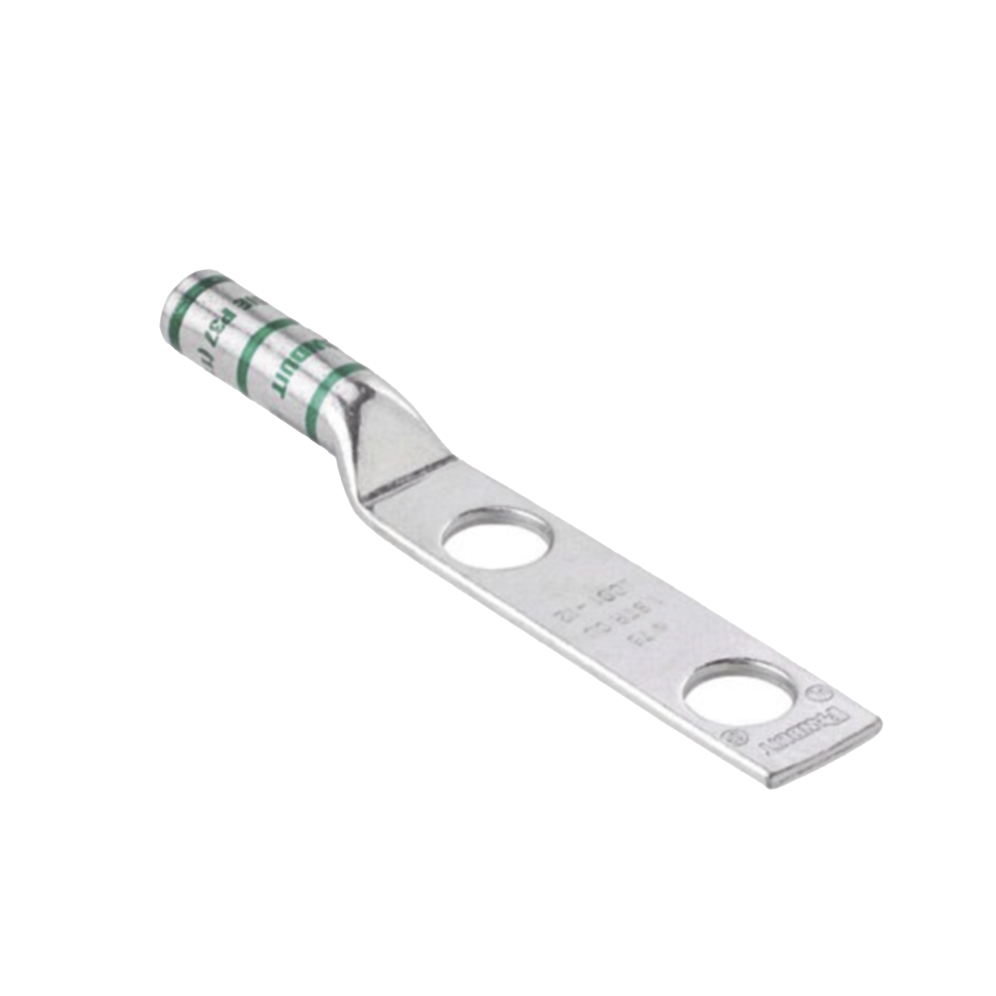 Conector de CompresiÃ³n de Cobre con 2 Orificios 3/8" para Cable 2 AWG,  1" de espacio entre Orificios. Paquete de 25 Piezas