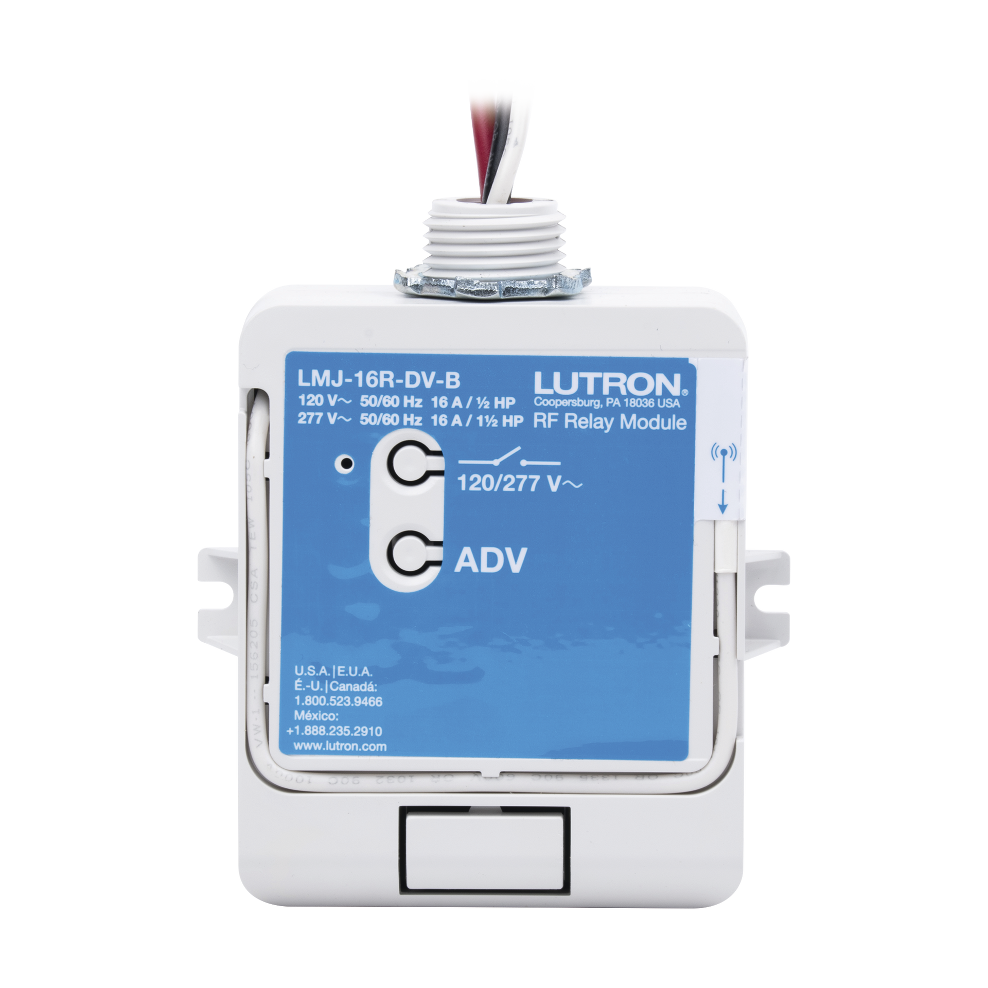 (RadioRA2) Relay control de iluminaciÃ³n, carga 16A, 120/277V, compatible con RadioRA2, RA2Select y RR3.