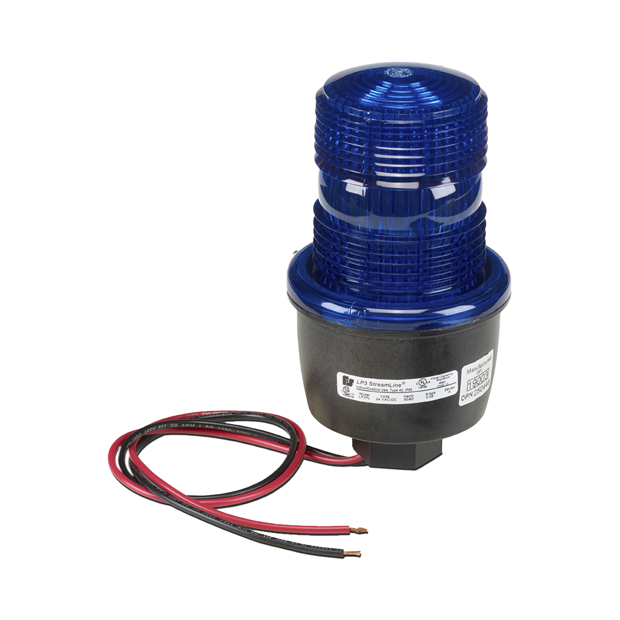 Luz de advertencia LED serie Streamline, 24 Vcd, montaje en tubo, azul