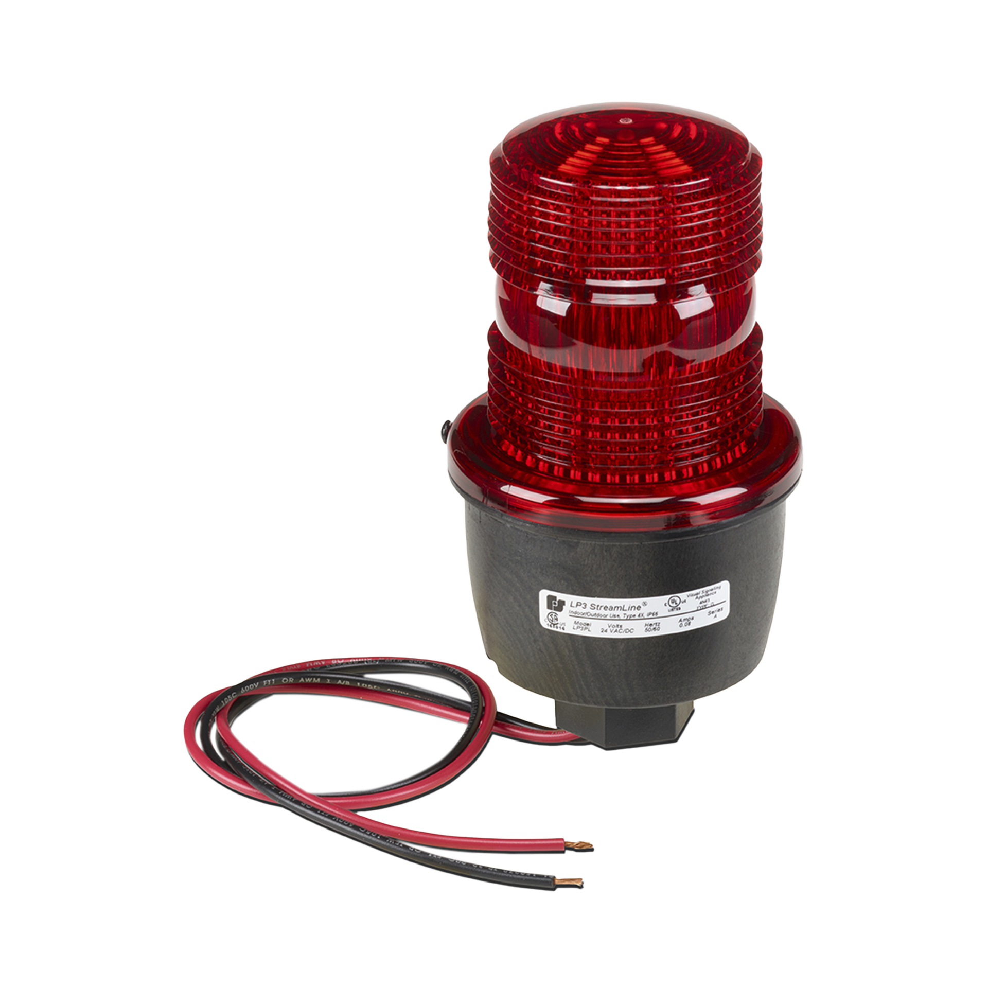 Luz de advertencia LED serie Streamline, 24 Vcc, montaje en tubo, rojo