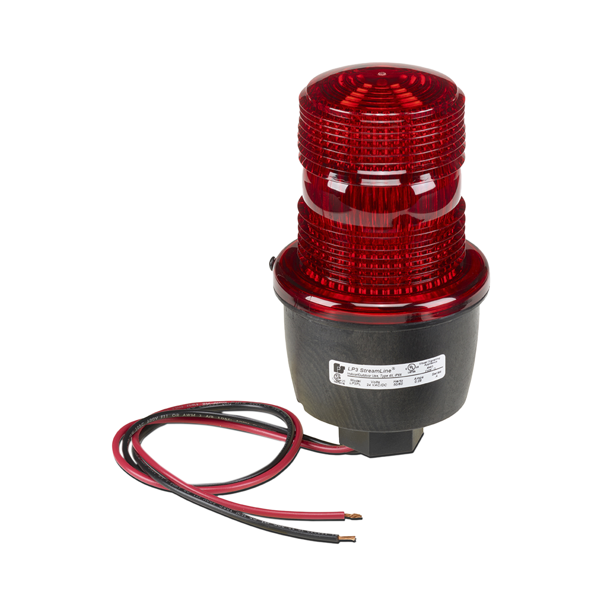 Luz de advertencia LED serie Streamline, 24 Vcc, montaje en tubo, rojo