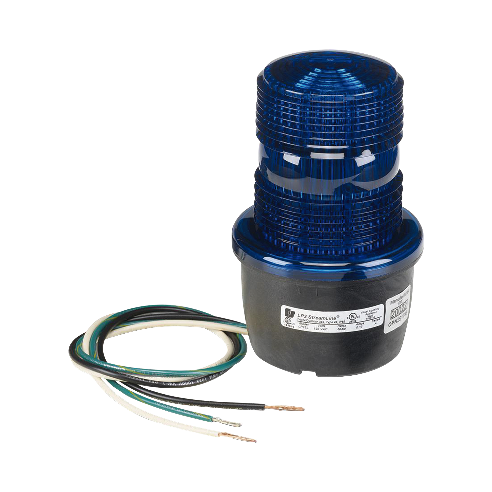 Luz de advertencia LED serie Streamline, 120 Vca, montaje tipo t, azul