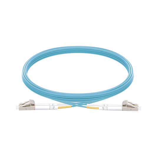 Jumper de Fibra Ãptica Multimodo OM3 50/125 LC-LC OFNR (Riser), 2.0 mm, DÃºplex, Aqua, 5 metros