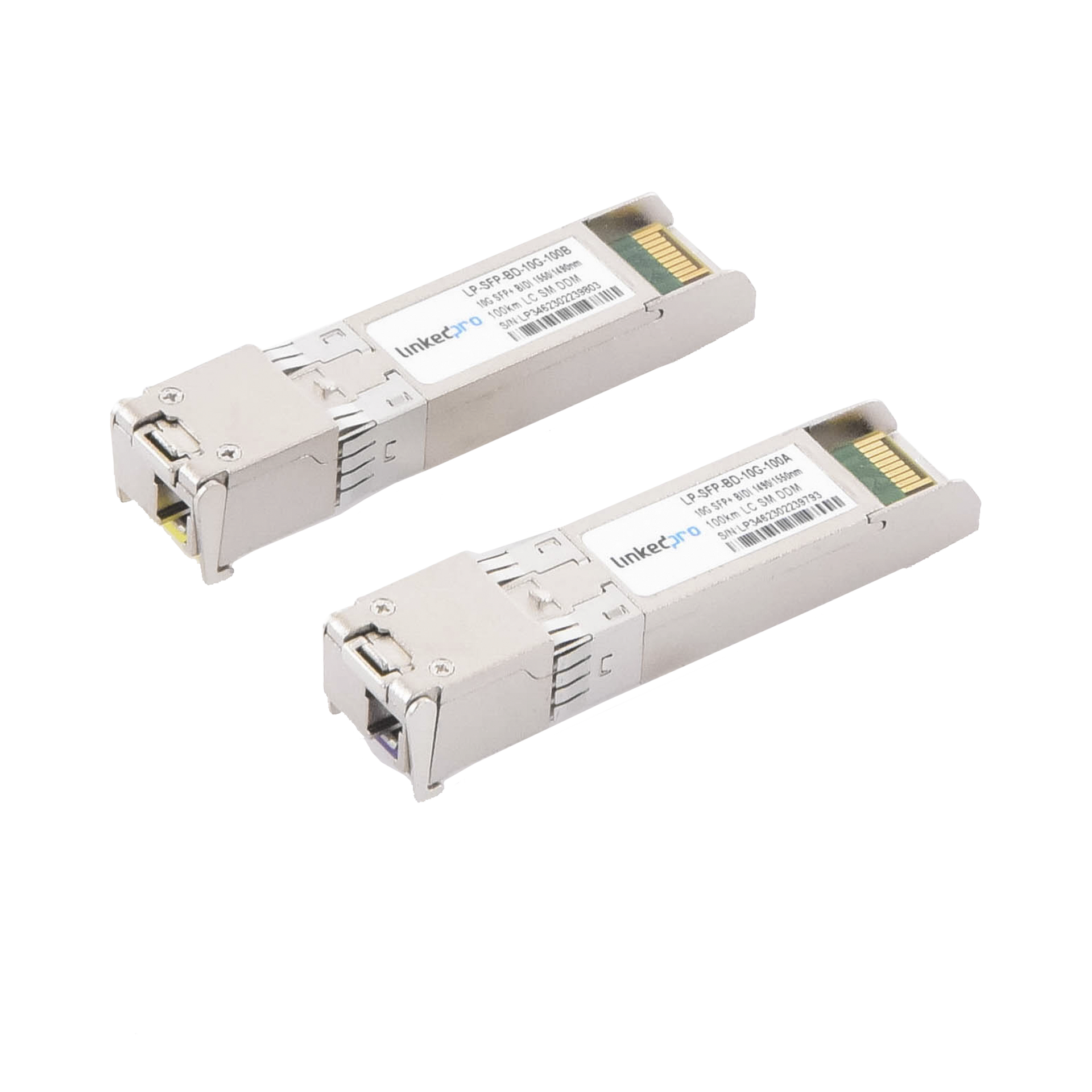 Transceptores Ãpticos Bidireccionales SFP+ (Mini-Gbic) / Monomodo 1490 & 1550 nm / 10 Gbps / 10GBASE-BX / Conector LC/UPC Simplex / DDM / Hasta 100 km / 2 Piezas