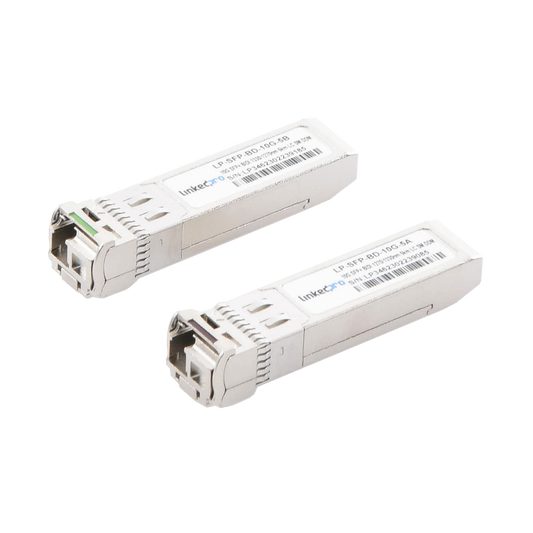 Transceptores Ãpticos Bidireccionales SFP+ (Mini-Gbic) / Monomodo 1270 & 1330 nm / 10 Gbps / 10GBASE-BX / Conector LC/UPC Simplex / DDM / Hasta 5 km / 2 Piezas