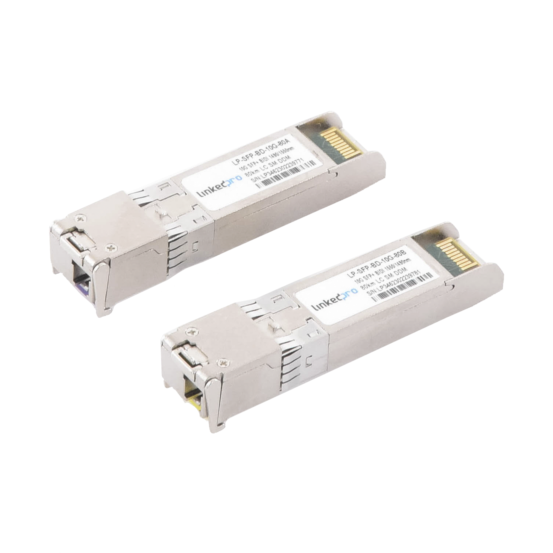 Transceptores Ãpticos Bidireccionales SFP+ (Mini-Gbic) / Monomodo 1490 & 1550 nm / 10 Gbps / 10GBASE-BX / Conector LC/UPC Simplex / DDM / Hasta 80 km / 2 Piezas