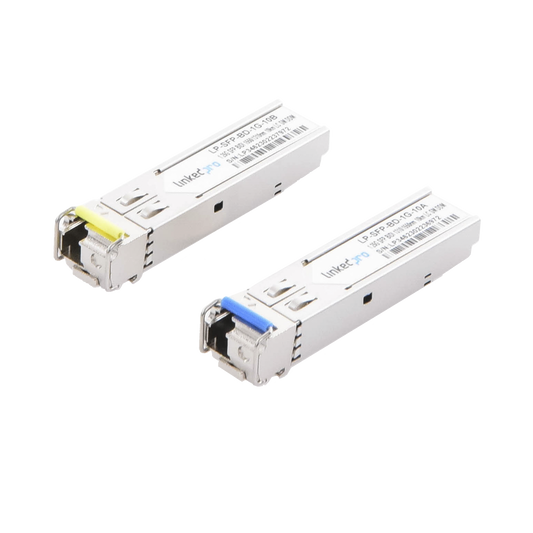 Transceptores Ãpticos Bidireccionales SFP (Mini-Gbic) / Monomodo 1310 & 1550 nm / 1.25 Gbps / 1000BASE-BX / Conector LC/UPC Simplex / DDM / Hasta 10 km / 2 Piezas