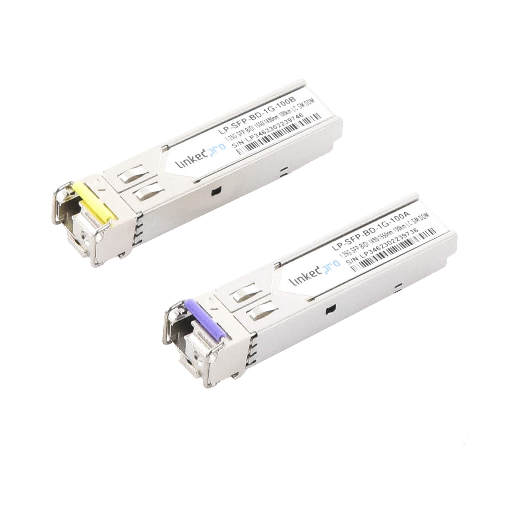 Transceptores Ãpticos Bidireccionales SFP (Mini-Gbic) / Monomodo 1490 & 1550 nm / 1.25 Gbps / 1000BASE-BX / Conector LC/UPC Simplex / DDM / Hasta 100 km / 2 Piezas