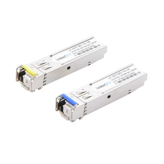 Transceptores Ãpticos Bidireccionales SFP (Mini-Gbic) / Monomodo 1310 & 1550 nm / 1.25 Gbps / 1000BASE-BX / Conector LC/UPC Simplex / DDM / Hasta 3 km / 2 Piezas
