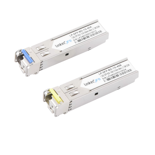 Transceptores Ãpticos Bidireccionales SFP (Mini-Gbic) / Monomodo 1310 & 1550 nm / 1.25 Gbps / 1000BASE-BX / Conector LC/UPC Simplex / DDM / Hasta 40 km / 2 Piezas