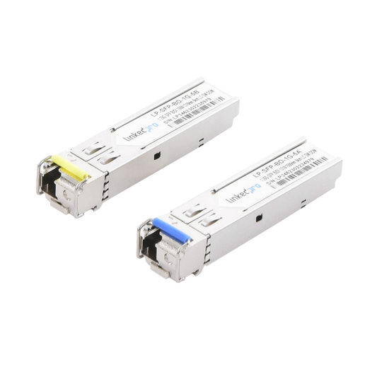 Transceptores Ãpticos Bidireccionales SFP (Mini-Gbic) / Monomodo 1310 & 1550 nm / 1.25 Gbps / 1000BASE-BX / Conector LC/UPC Simplex / DDM / Hasta 5 km / 2 Piezas