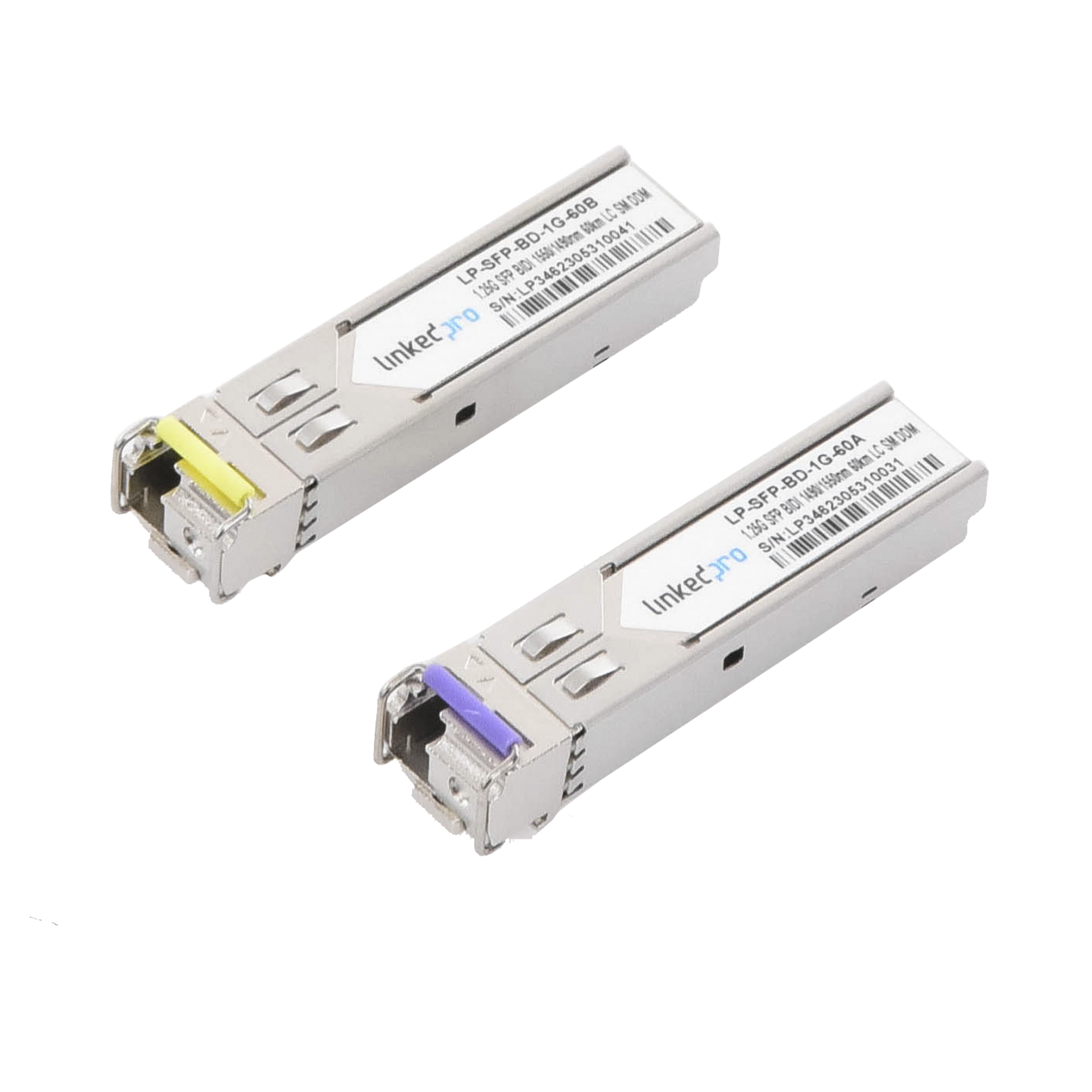 Transceptores Ãpticos Bidireccionales SFP (Mini-Gbic) / Monomodo 1490 & 1550 nm / 1.25 Gbps / 1000BASE-BX / Conector LC/UPC Simplex / DDM / Hasta 60 km / 2 Piezas