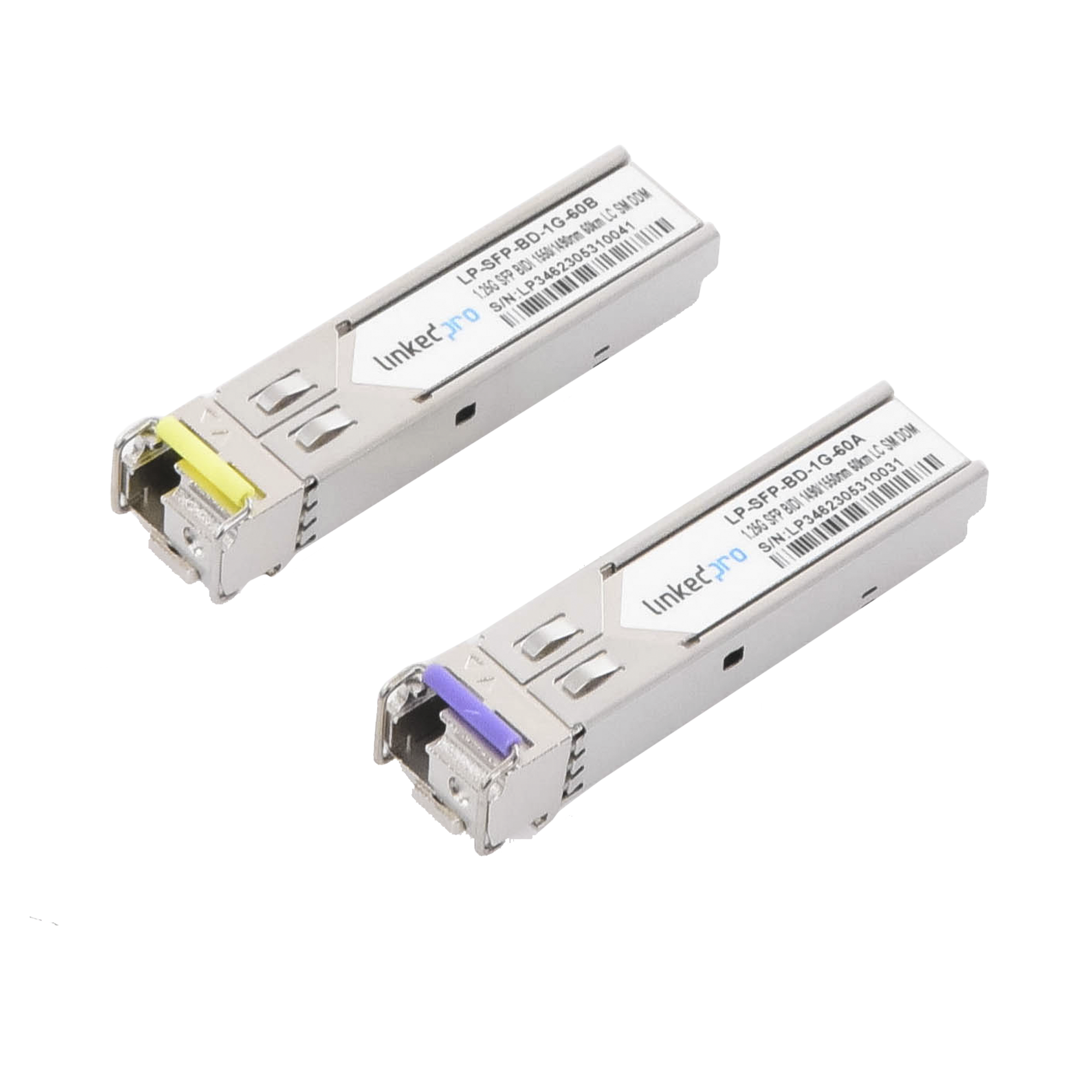 Transceptores Ãpticos Bidireccionales SFP (Mini-Gbic) / Monomodo 1490 & 1550 nm / 1.25 Gbps / 1000BASE-BX / Conector LC/UPC Simplex / DDM / Hasta 60 km / 2 Piezas