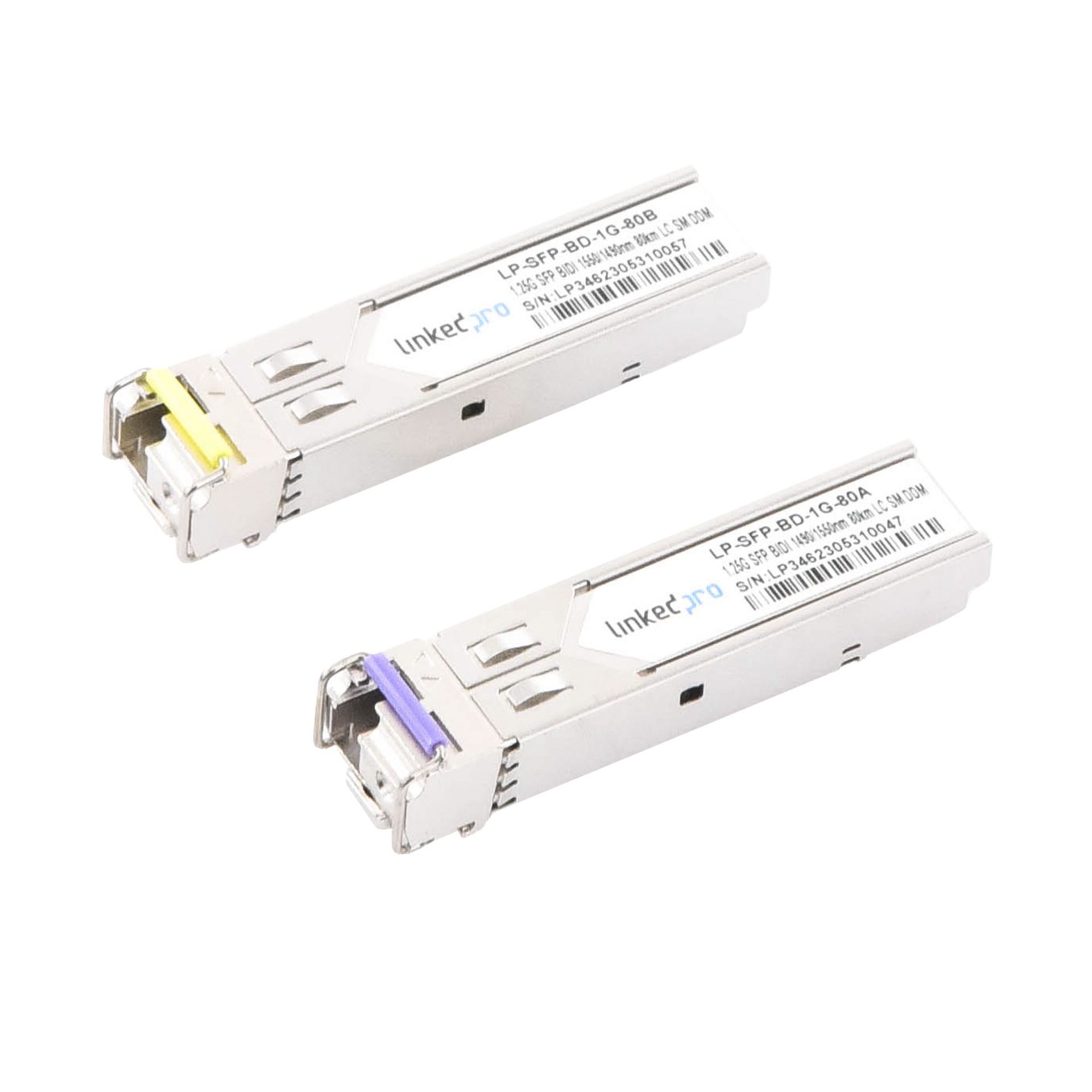 Transceptores Ãpticos Bidireccionales SFP (Mini-Gbic) / Monomodo 1490 & 1550 nm / 1.25 Gbps / 1000BASE-BX / Conector LC/UPC Simplex / DDM / Hasta 80 km / 2 Piezas