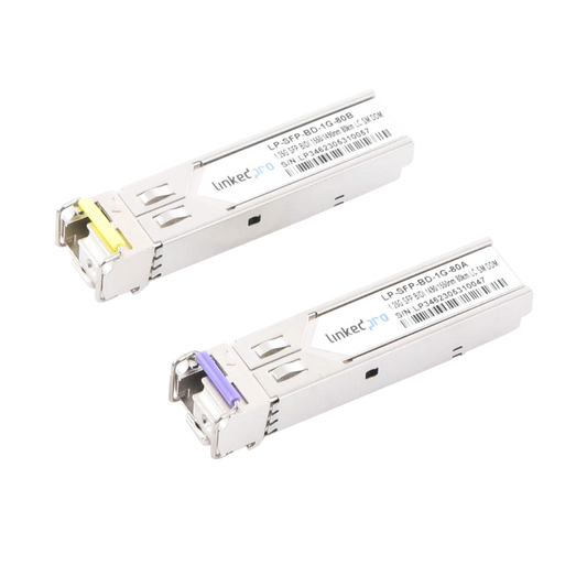 Transceptores Ãpticos Bidireccionales SFP (Mini-Gbic) / Monomodo 1490 & 1550 nm / 1.25 Gbps / 1000BASE-BX / Conector LC/UPC Simplex / DDM / Hasta 80 km / 2 Piezas