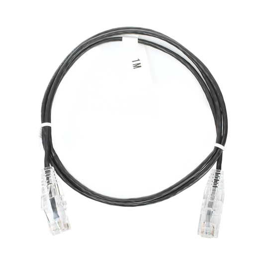 Cable de Parcheo Slim UTP Cat6 - 1 metro, Negro, DiÃ¡metro Reducido (28 AWG)