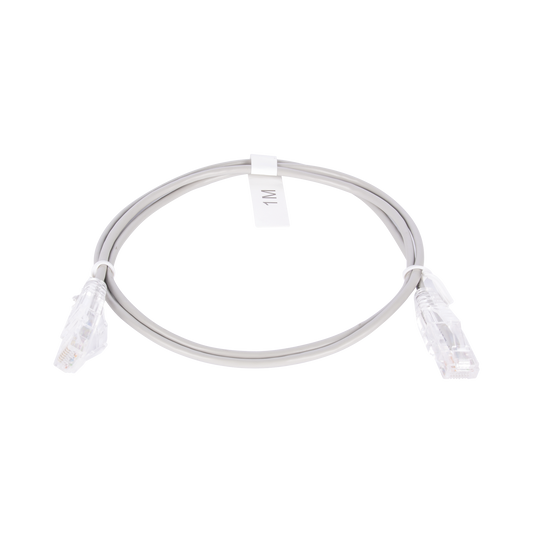 Cable de Parcheo Slim UTP Cat6 - 1 metro, Gris, DiÃ¡metro Reducido (28 AWG)