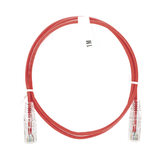 Cable de Parcheo Slim UTP Cat6 - 1 metro, Rojo, DiÃ¡metro Reducido (28 AWG)