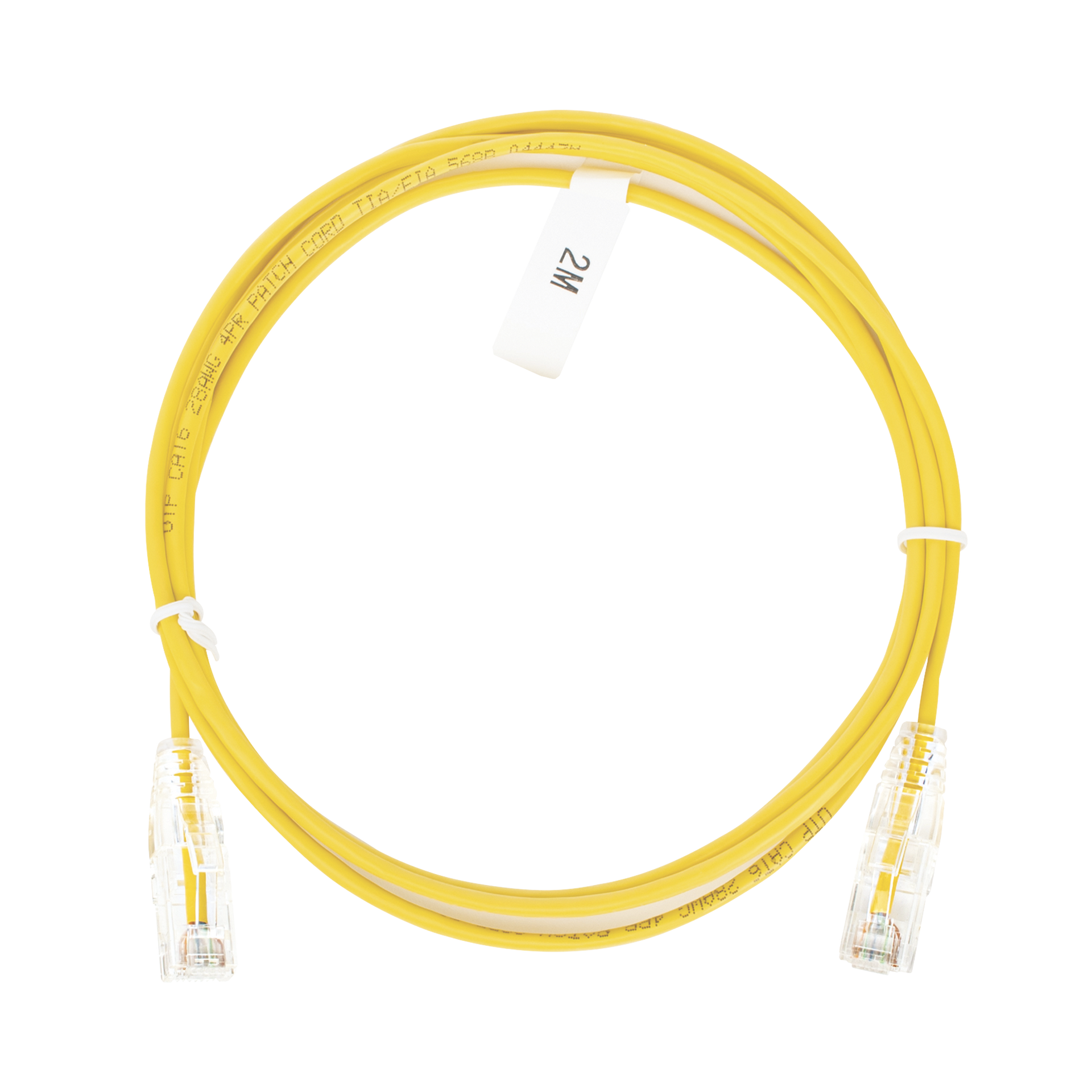 Cable de Parcheo Slim UTP Cat6 - 2 m Amarillo DiÃ¡metro Reducido (28 AWG)