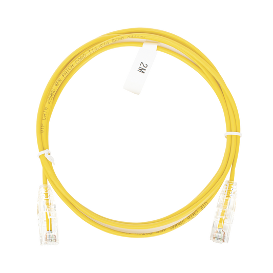 Cable de Parcheo Slim UTP Cat6 - 2 m Amarillo DiÃ¡metro Reducido (28 AWG)