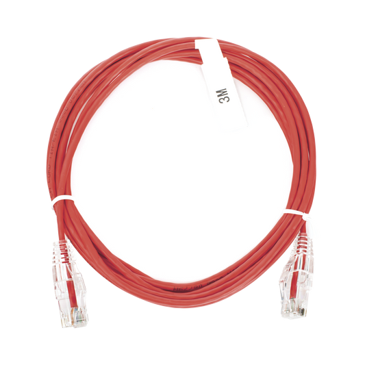Cable de Parcheo Slim UTP Cat6 - 3 m Rojo DiÃ¡metro Reducido (28 AWG)