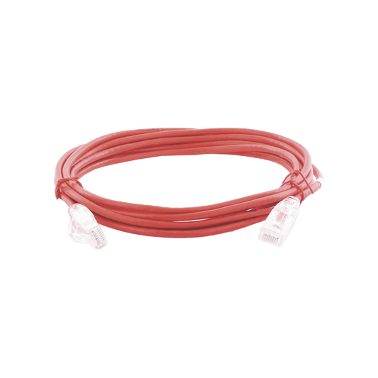 Cable de Parcheo Slim UTP Cat6A - 3 m Rojo, DiÃ¡metro Reducido (28 AWG)