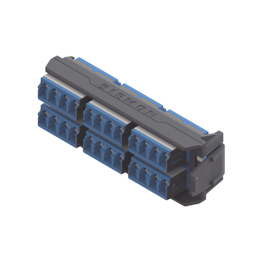 Placa Acopladora LightVerse, 12 Conectores DÃºplex LC/UPC "Shuttered", Acepta hasta 24 fibras Monomodo