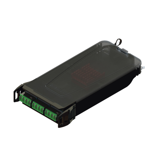 Cassette para empalme (FusiÃ³n) LightVerse, Hasta 12 fibras, Conectores  LC/APC "Shuttered", para fibra Monomodo, 900um, 1 metro