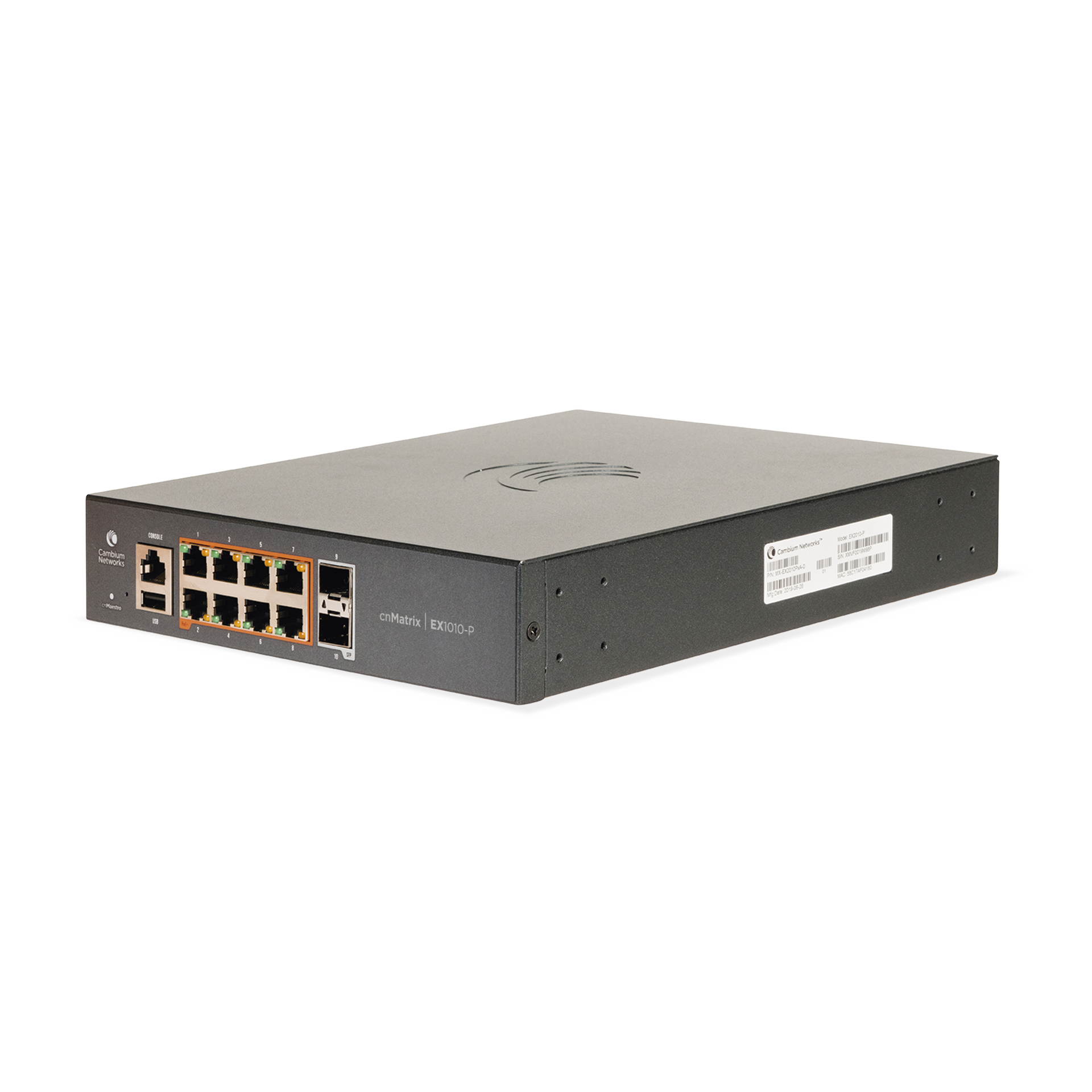 Switch PoE cnMatrix Ex1010-P / 8 Puertos Gigabit PoE 802.3af/at + 2 SFP / Capa 2 / GestiÃ³n en la Nube Gratuito