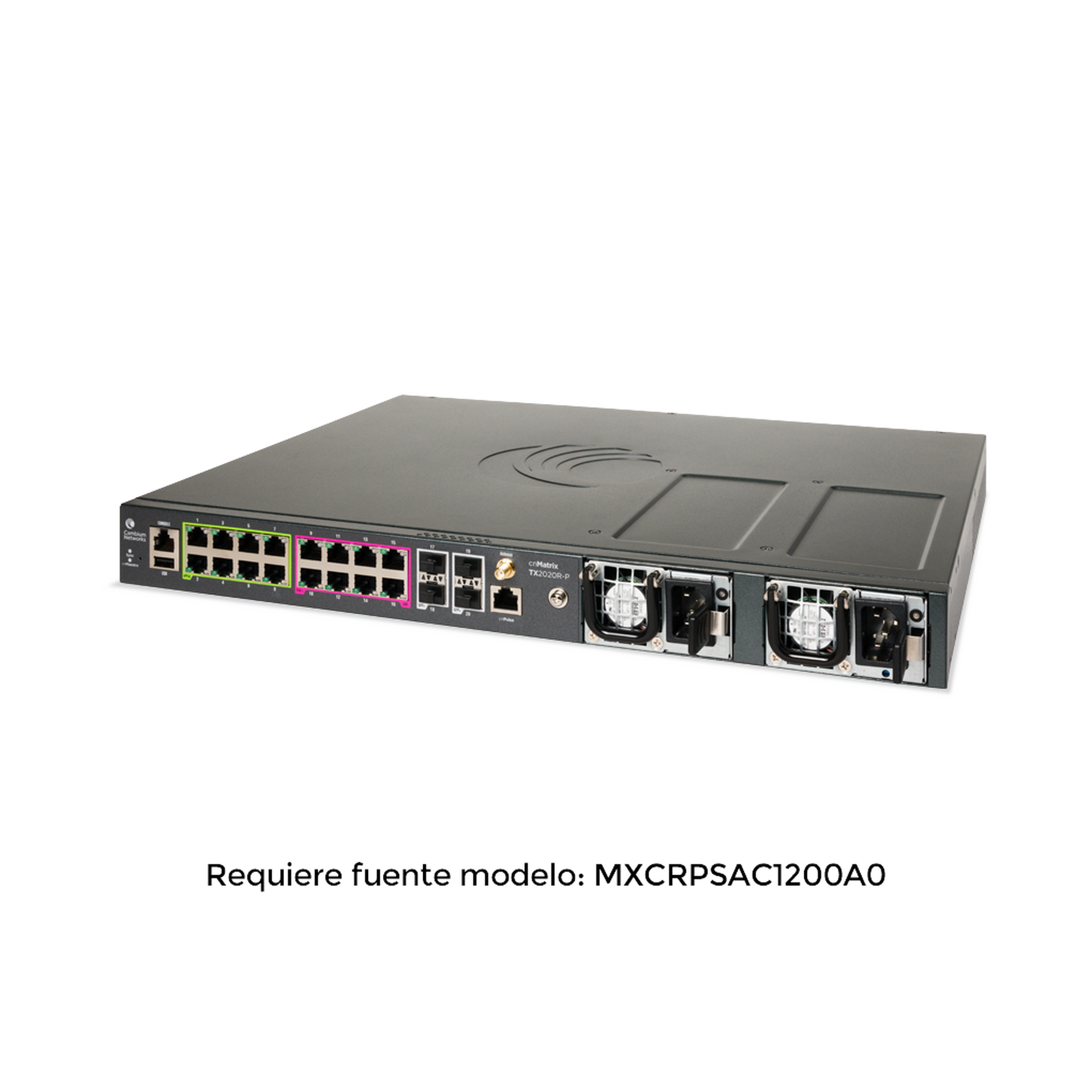 Switch inteligente cnMatrix TX2020R-P con 16 puertos PoE y 4 SFP+, para fuentes removibles