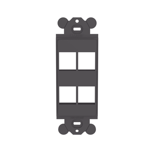 Marco de MÃ³dulo DÃºplex, Para Placas Frontales EstÃ¡ndar GFCI, Acepta 4 MÃ³dulos Keystone, Color Negro