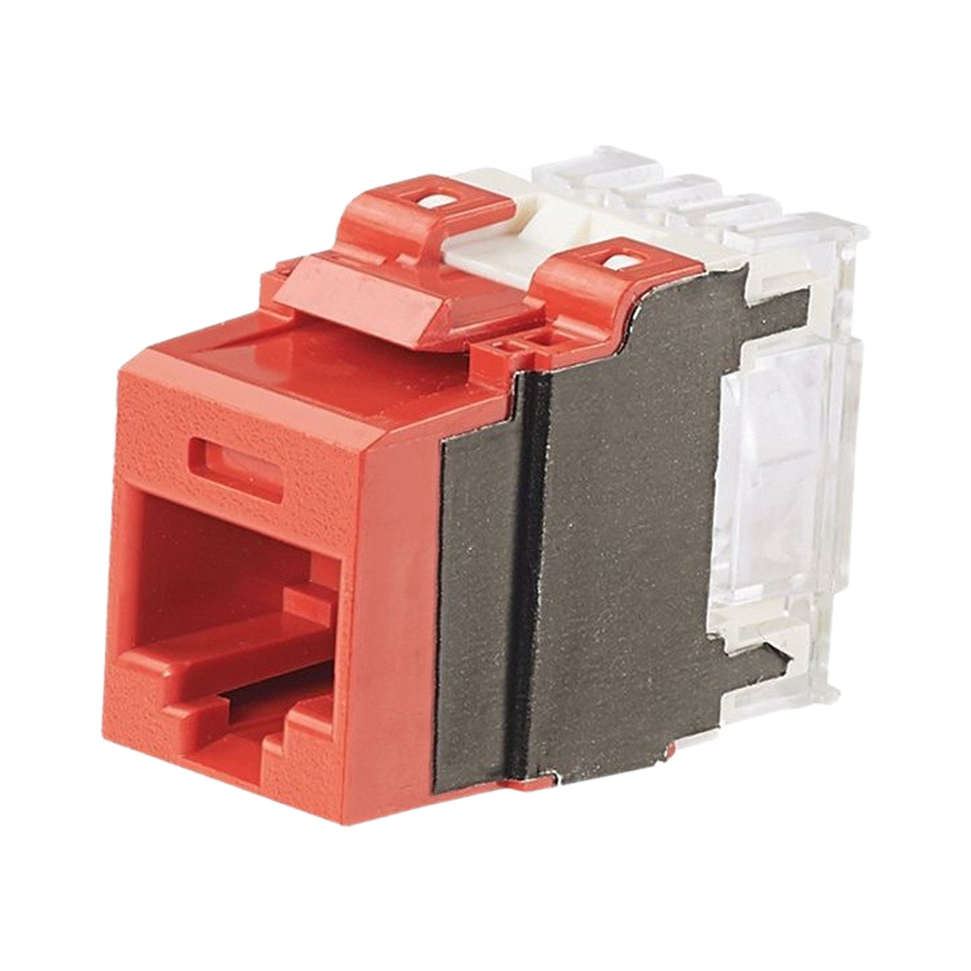 Conector Jack Estilo 110 (de Impacto), Tipo Keystone, CategorÃ­a 6A, de 8 posiciones y 8 cables, Color Rojo