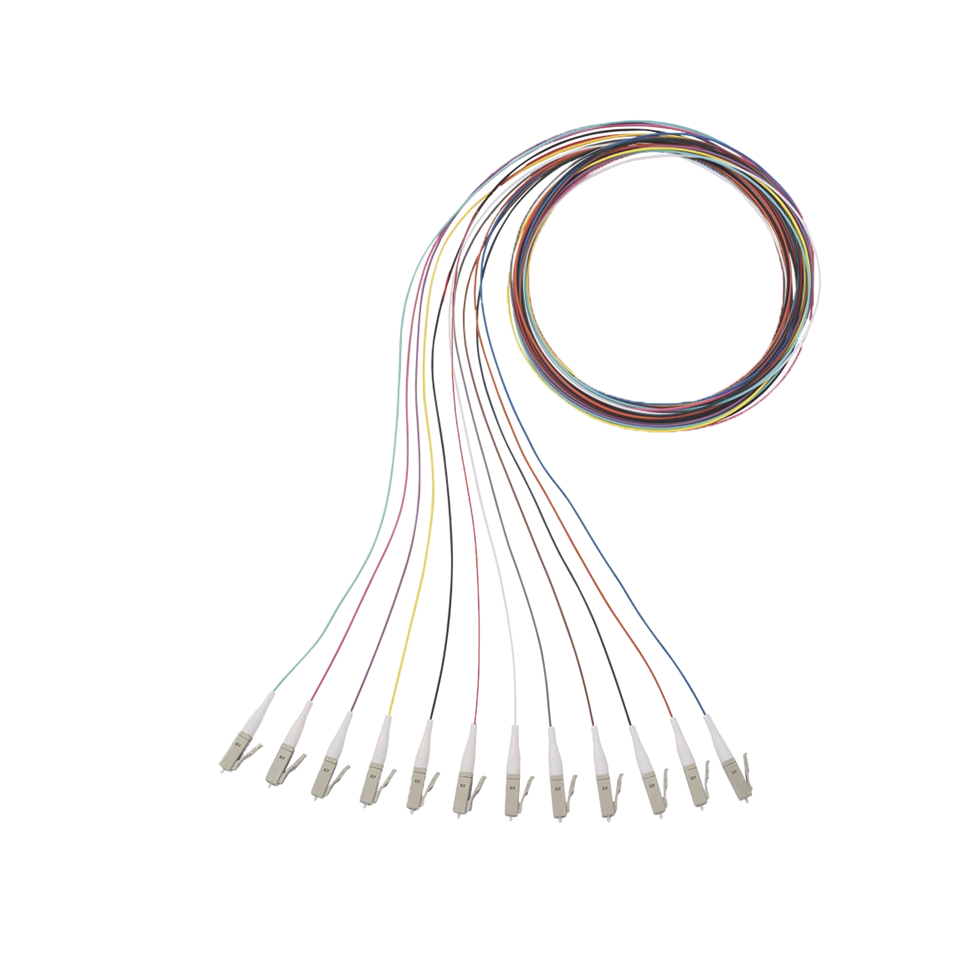 Kit de 12 Pigtails con Conector LC, Multimodo 50/125 OM3, 900um, de 1 Metro