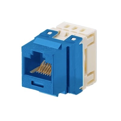 Conector Jack Estilo 110 (de Impacto), Tipo Keystone, CategorÃ­a 5e, de 8 posiciones y 8 cables, Color Azul