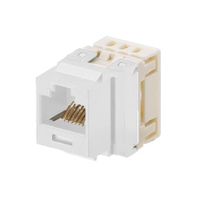 Conector Jack Estilo 110 (de Impacto), Tipo Keystone, CategorÃ­a 5e, de 8 posiciones y 8 cables, Color Blanco