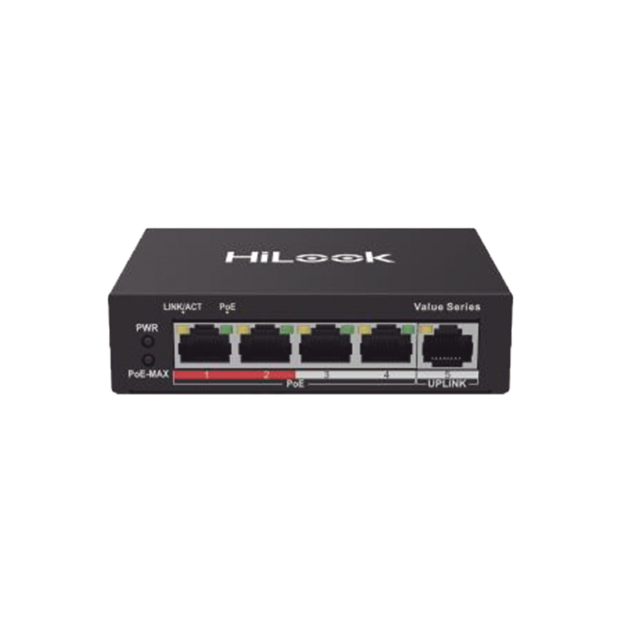 Switch PoE+ / 4 Puertos 10/100 Mbps PoE+ (af / at) / 1 Puerto 10/100 Mbps Uplink / Modo Extendido hasta 250 Metros / 35 Watts