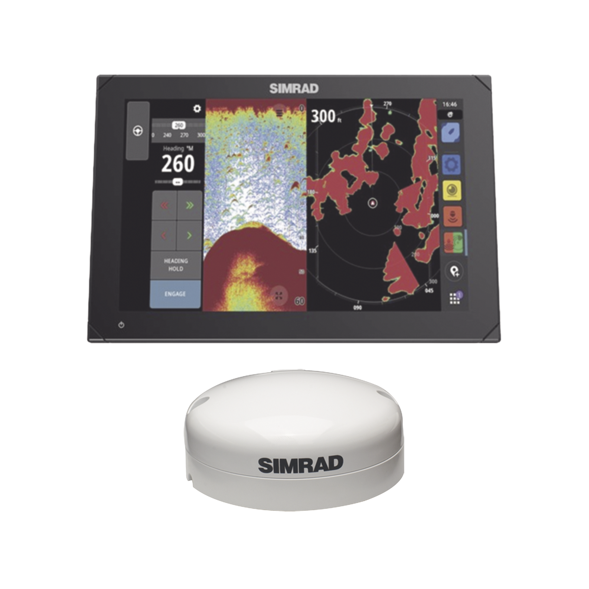 Kit de pantalla multifuncional NSX 3012 con antena de GPS externa y kit de instalaciÃ³n por NMEA 2000.