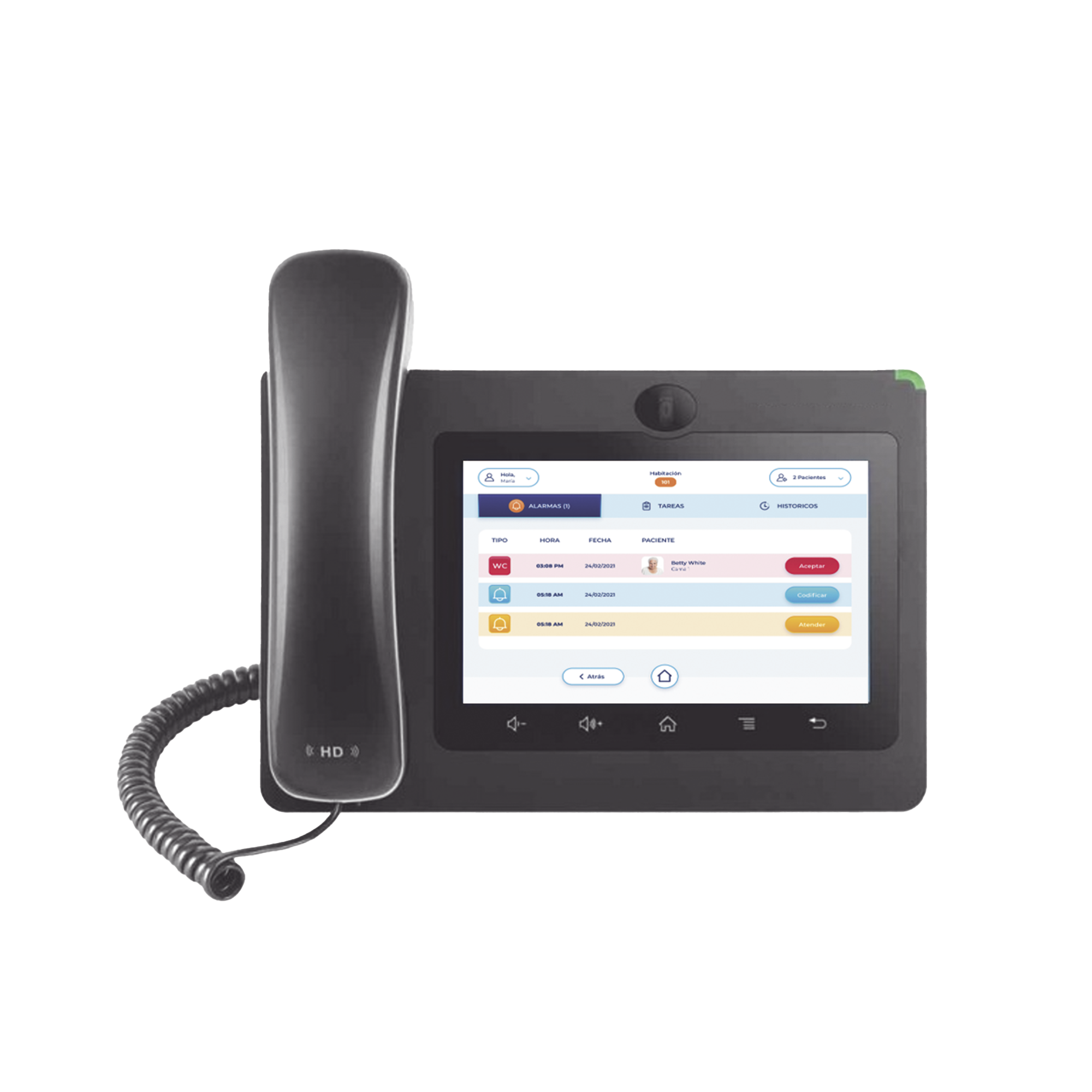 CONSOLA DE ENFERMERA IP PoE CON PANTALLA, SISTEMA ANDROID Y APP ASISTENCIAL PARA 1 USUARIO. SOLO FUNCIONA CON SOFTWARE