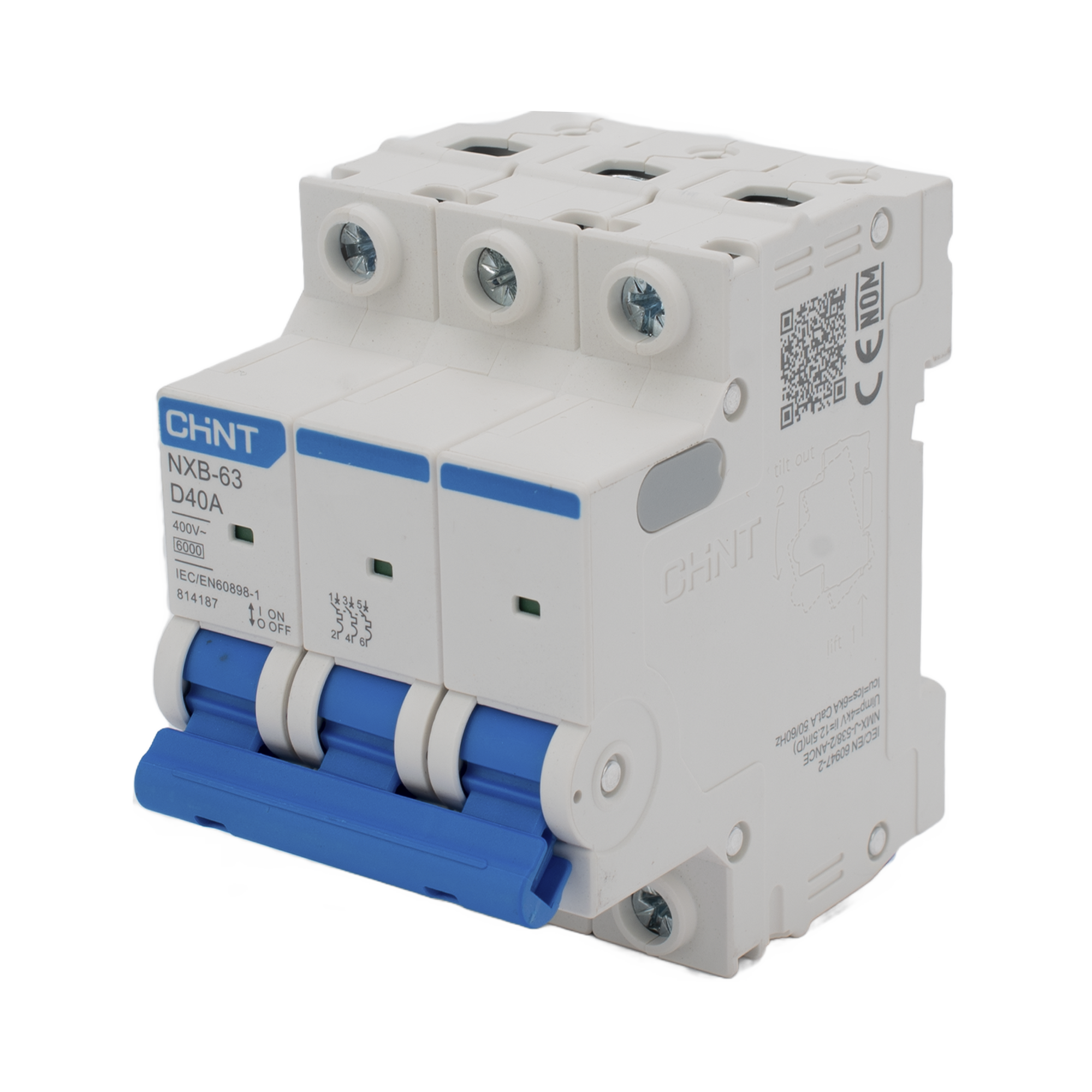 Pastilla para Riel Din, 3 Polos, 40 Amp, Vca:110/415v, 6kA, CatÃ¡logo: NXB633PD40, Serie: NXB-63.