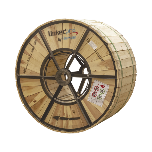 Carrete de 4 km de Fibra Ãptica AÃ©rea (ADSS) G.652D, Monomodo de 144 Hilos, Exterior, Span 100, Loose Tube