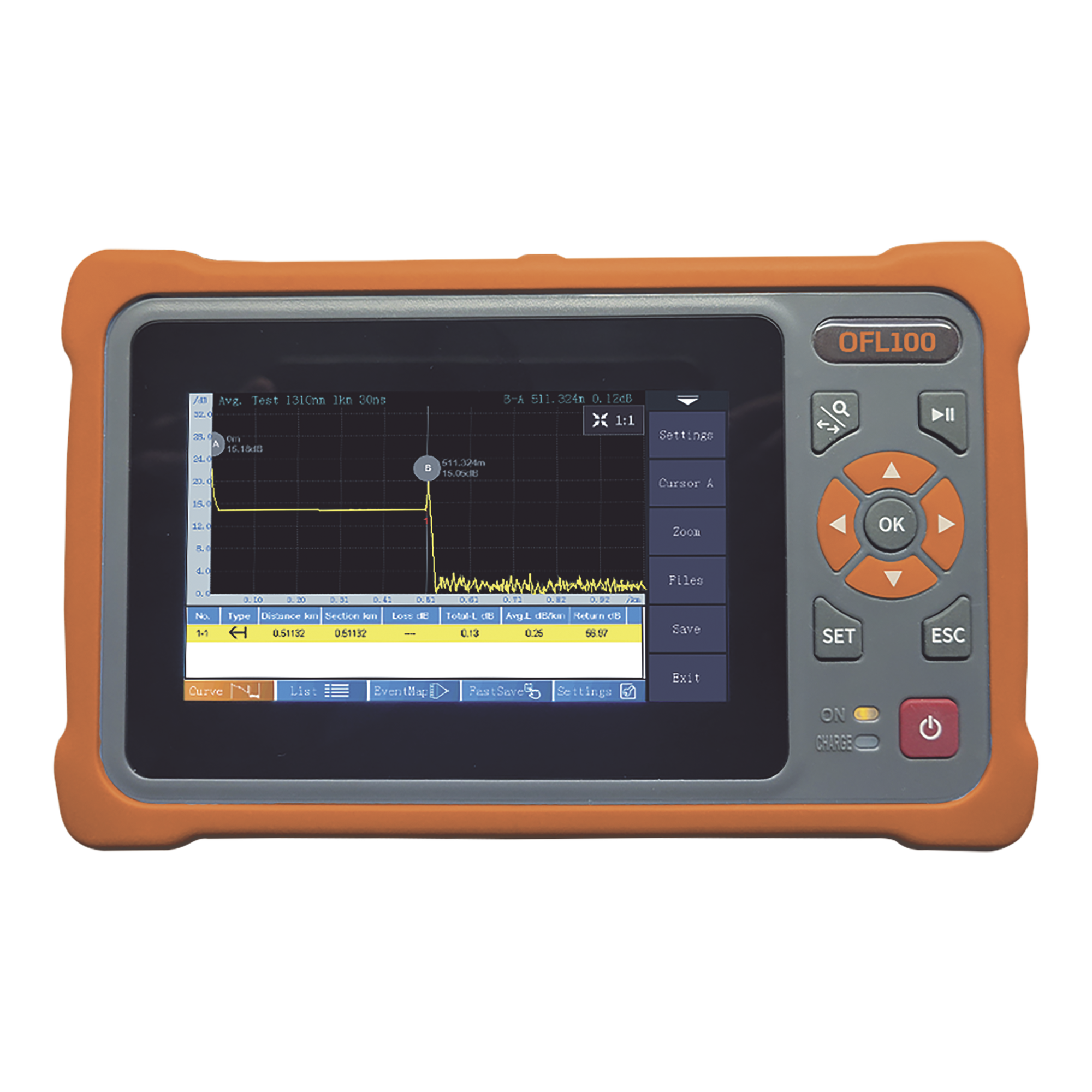 OTDR Monomodo para Pruebas en Enlaces de Fibra Ãptica, longitudes de onda 1310 y 1550 nm, entrada SC/APC